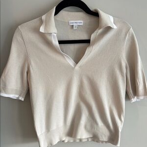 Calvin Klein Cream Ribbed Polo Tee